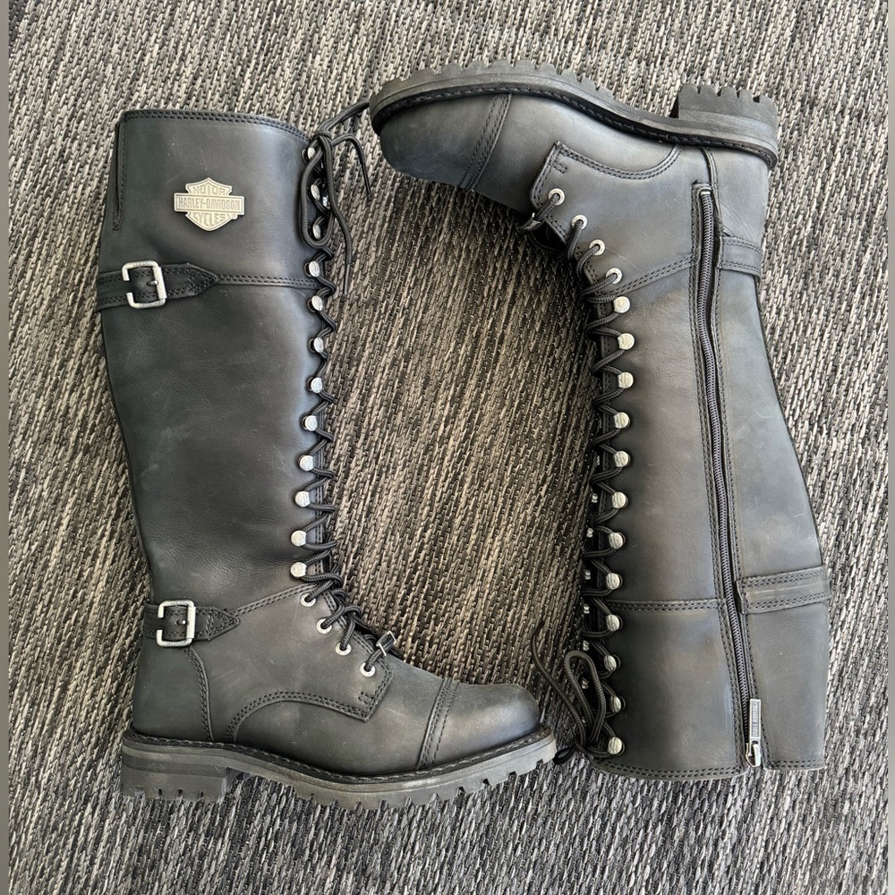 Harley-Davidson Leather Boots Beechwood Motorcycle Size 8 Size Tall Riding Boots - Picture 2 of 16
